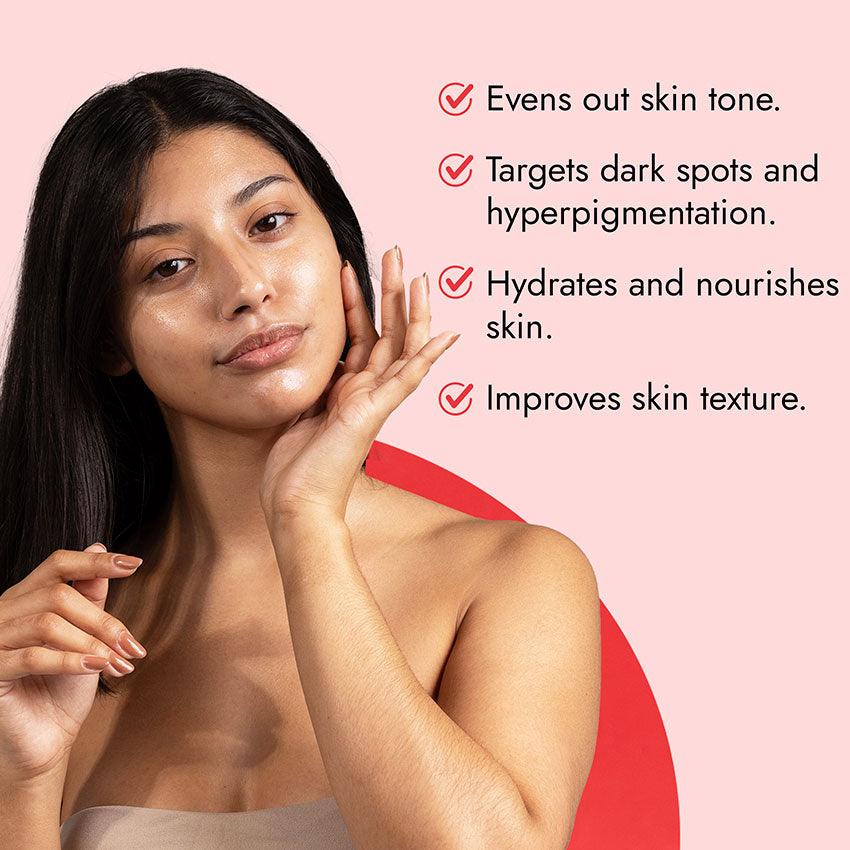 results showing skin brightening effects